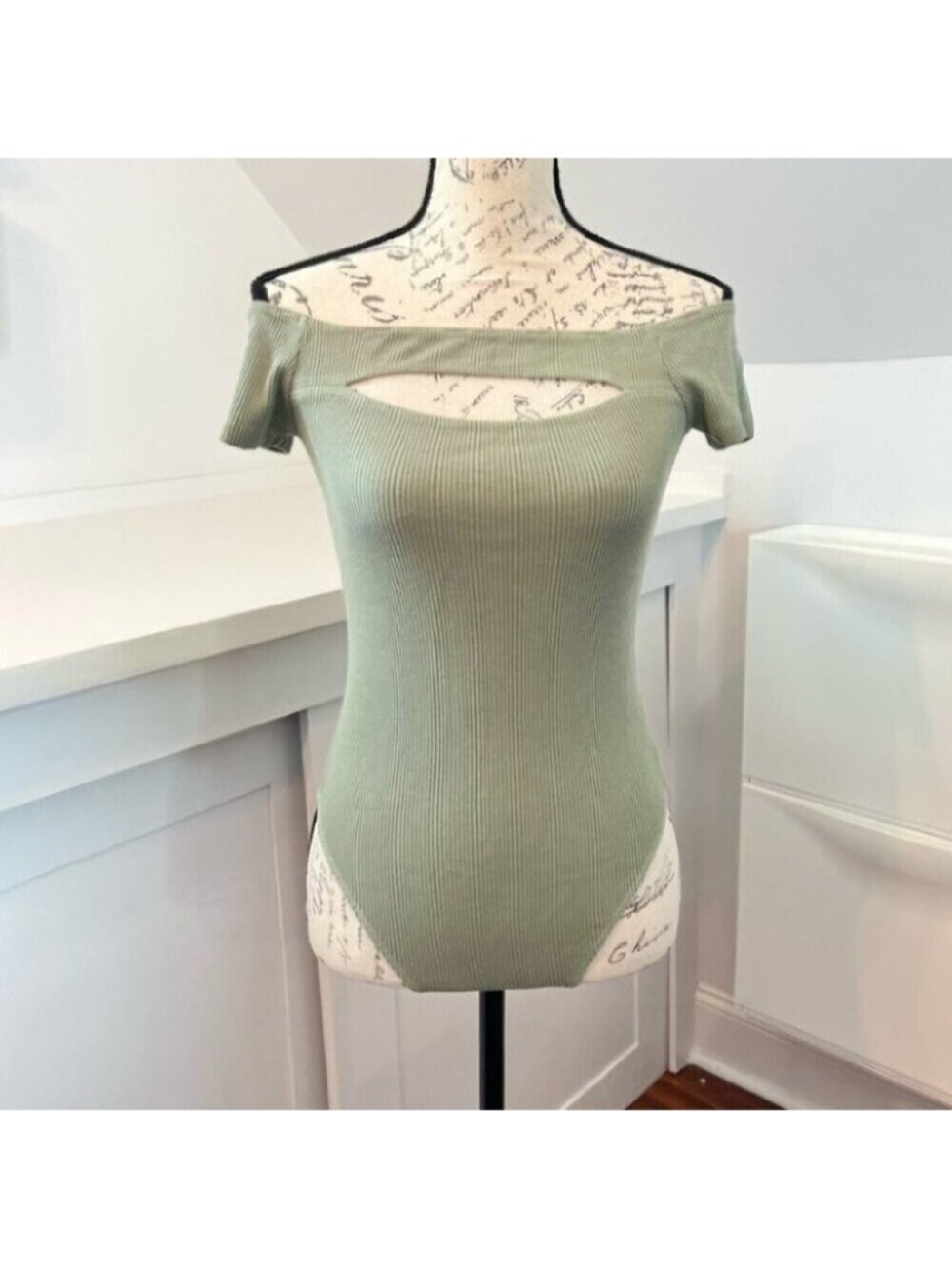 Monrow Green Ribbed Bodysuit